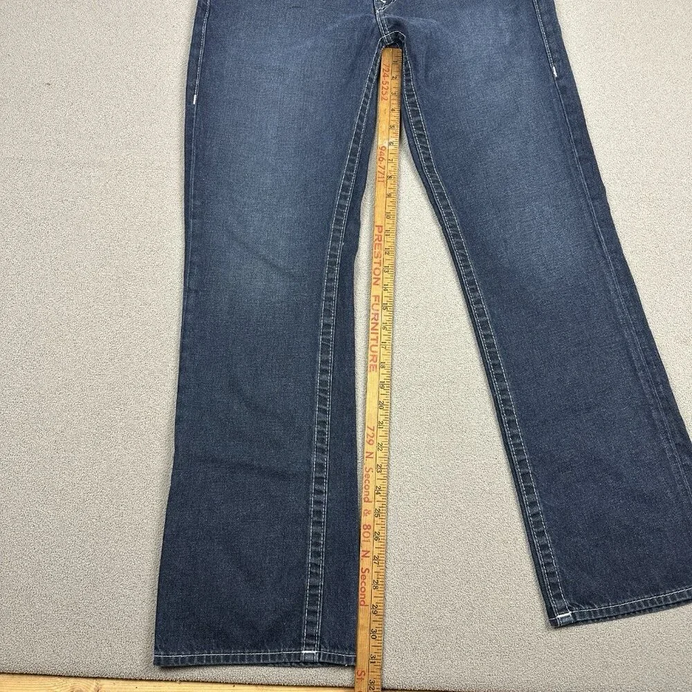 True Religion Jeans Mens 33x31 Blue Straight Flap Pockets Dark Wash Denim
